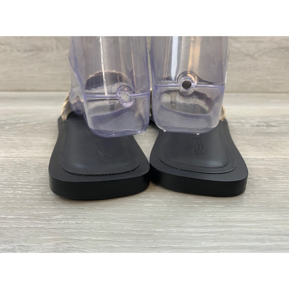 Madewell The Kiera Women's Sandals Woven Slide Cream Black Leather 7.5 Shoes - Picture 4 of 10